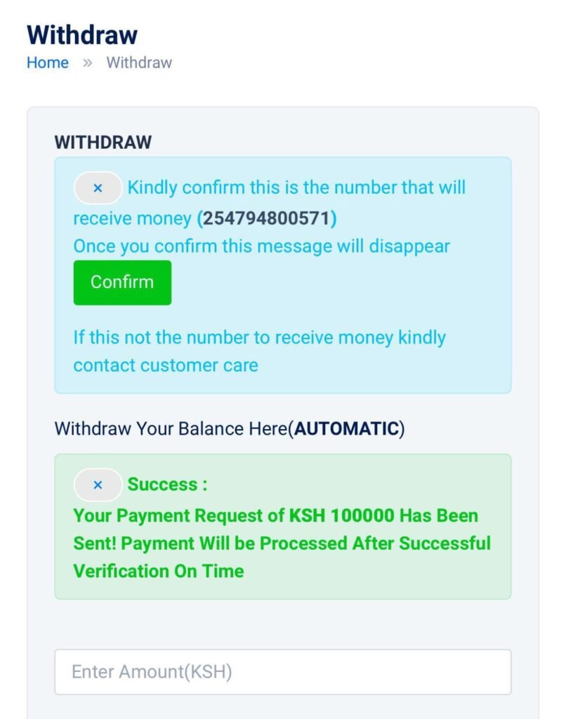 LipaEarn – Ksh 100,OOO Withdrawal From LipaEarn