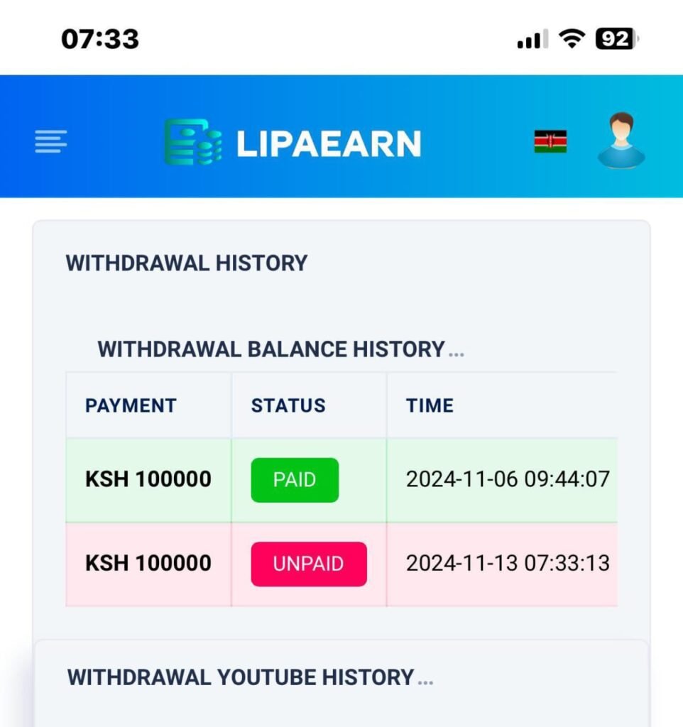 LipaEarn – LipaEarn Withdrawal History